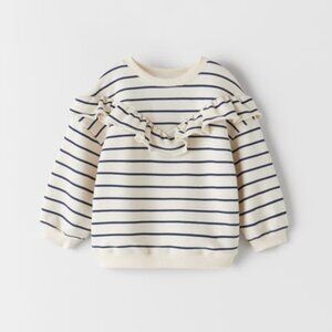 Zara Striped Ruffled Sweatshirt | Size 3-4 Years